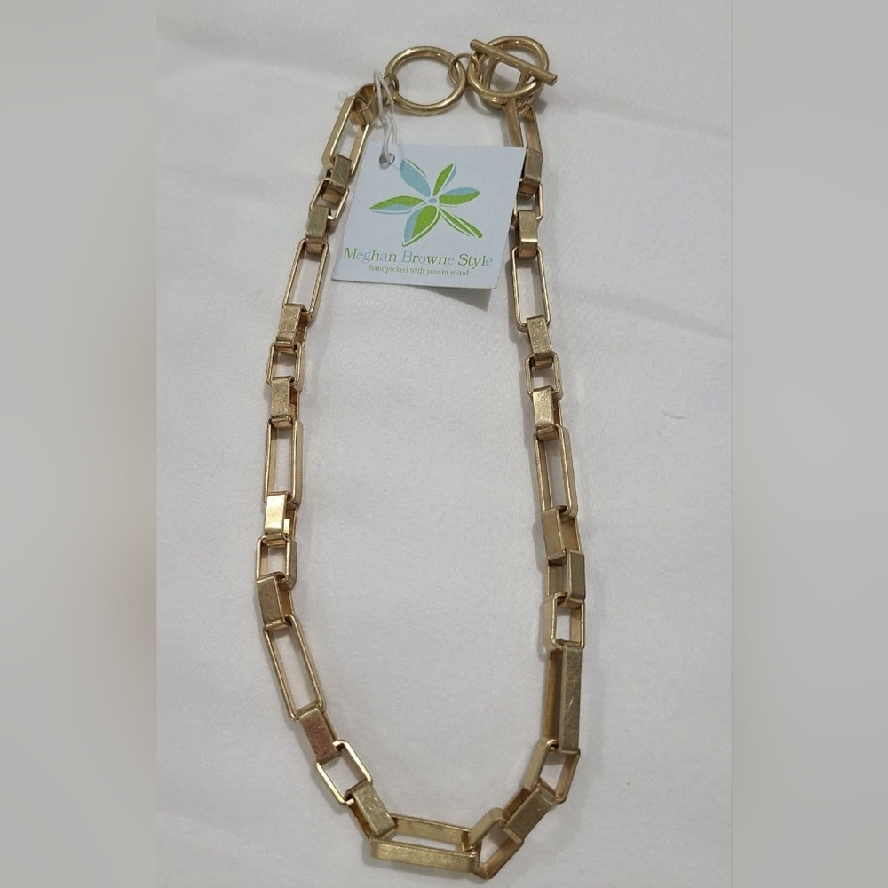 NWT Megan Browne Style Dillon Gold Chunky Paperclip Chain Necklace